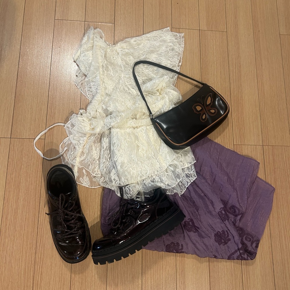 Boho purple midi skirt